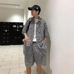 男潮流休闲套装格子套装TZ2111P48图片