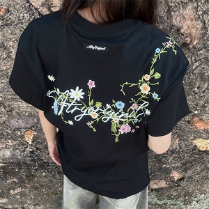 万针全刺绣工艺抖音得物高品质260克重磅纯棉双纱美式高街短袖T恤
