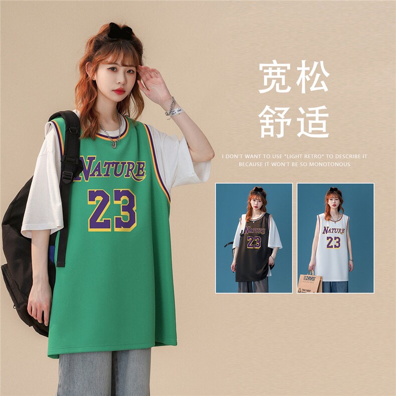中性风 2023夏季新款拼接撞色字母无袖T恤 T926 P35控48图片