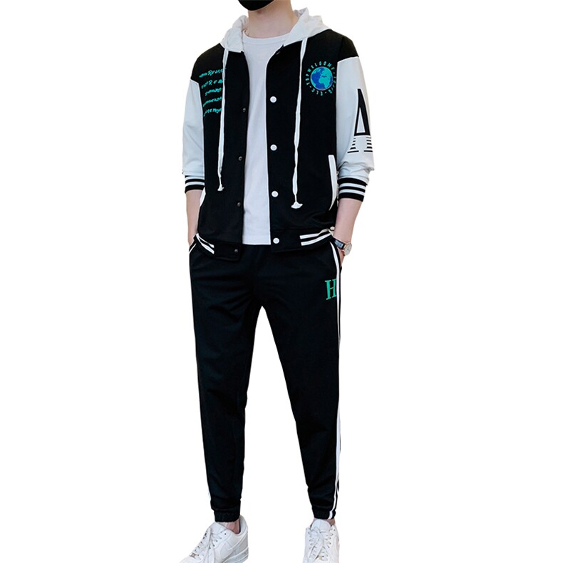 2023春季卫衣棒球服连帽男装两件套青少年运动休闲套装DF316TP70,男装休闲套装,电商A086
