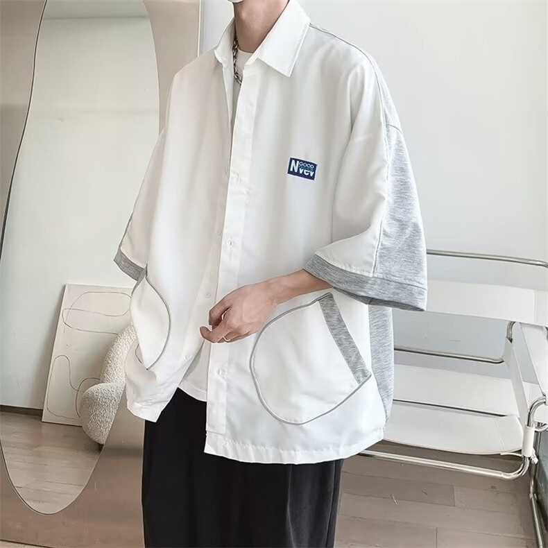 大码春季夹克男新款潮牌夹克男士翻领外套领休闲宽松加肥加大外套,男装夹克,星座1013