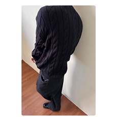 M30-P54领口拉链毛衣男麻花法式复古宽松半拉链毛衣2025新款，男装针织衫/毛衣，电商B323A