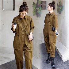 时尚显瘦工装连体裤女春季新款宽松休闲长裤气质百搭潮流女装图片