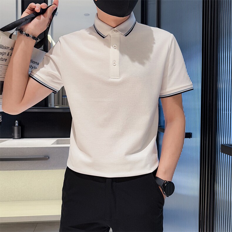 2025夏季高品质海澜宽撞色领短袖T恤翻领Polo衫2238-特P45，男装T恤，电商D342