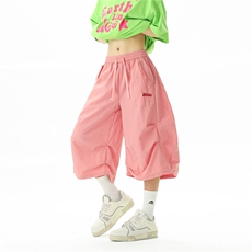 多巴胺速干短裤男款夏季薄款冰丝美式潮牌褶皱设计感过膝七分裤子，男装牛仔裤，电商A165