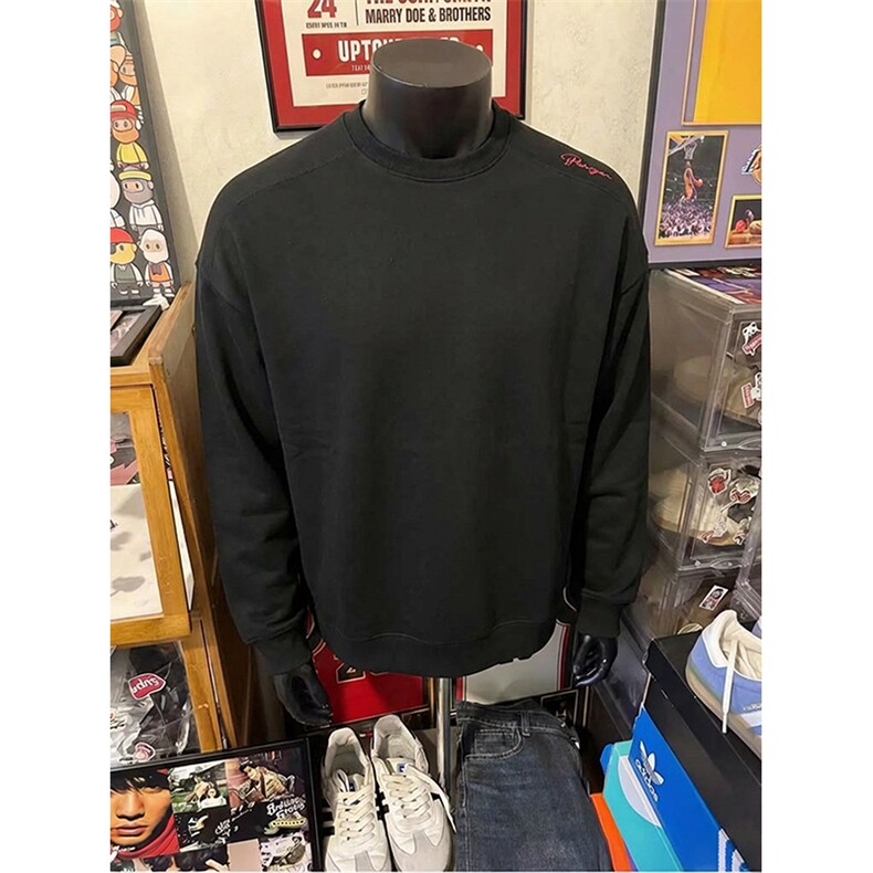 26春装硬挺boxy 男女美式高街蜂窝华夫格刺绣圆领长袖卫衣打底衫图片