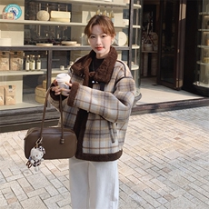 现货主推~~格子皮毛一体外套2C203-8336-P205-K308，女装棉衣/棉服，2C203
