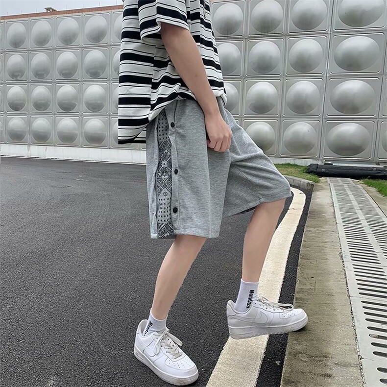 高街腰果花短裤男夏季ins潮流直筒宽松五分裤排扣运动裤dk216-p30,男装牛仔裤,星座1008-2