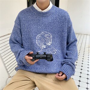 ！秋冬季加厚毛衣男潮流百搭保暖学生针织衫毛线外套M201P45图片