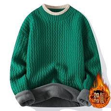 新款冬季毛衣男潮ins圆领港风休闲针织衫加绒保暖上衣M8829JRP60，男装针织衫/毛衣，电商A086