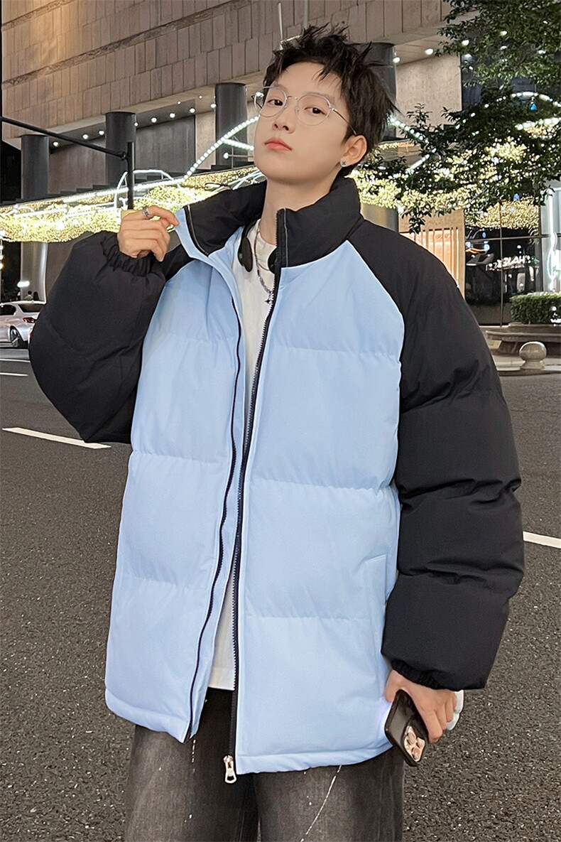 88拼接色棉衣拉链撞色棉袄男女生情侣立领A177-M718-P48,男装棉衣,电商A177