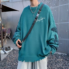 慵懒风毛衣女潮牌高街暗黑系蝴蝶破洞针织鹿毛绒MY179P45，男装针织衫/毛衣，星座1116-2