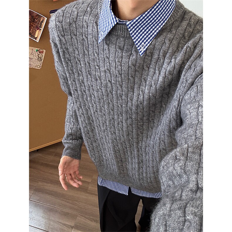 韩系简约针织衫宽松百搭慵懒风条纹毛衣情侣5Q1144-TP5098,男装针织衫/毛衣,电商A102