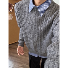 韩系简约针织衫宽松百搭慵懒风条纹毛衣情侣5Q1144-TP5098，男装针织衫/毛衣，电商A102