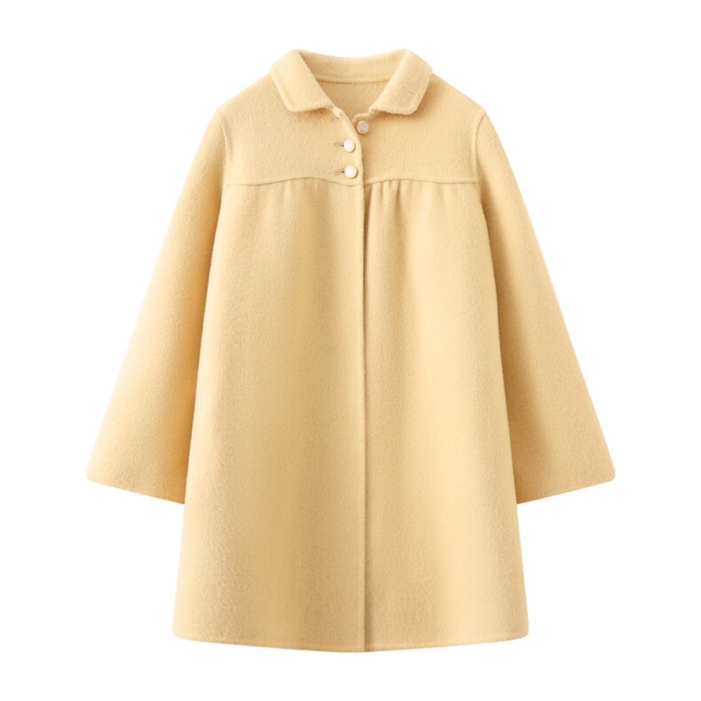时尚保暖儿童羊毛大衣中长款粉色外套舒适百搭女童毛呢大衣，童装外套，鑫贝羊绒