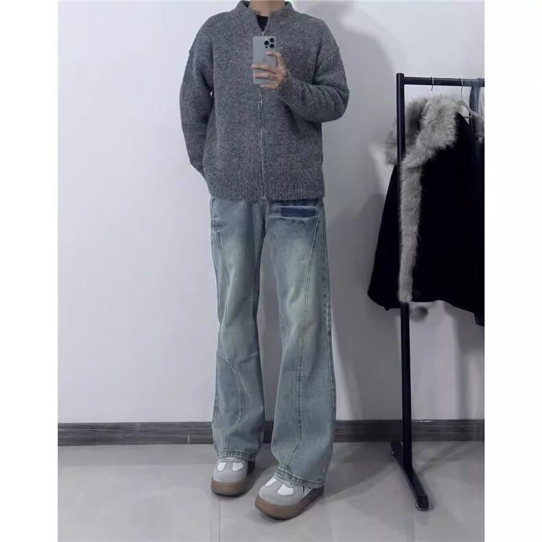 1506/QA5540/P50美式高街复古牛仔裤宽松直筒微喇裤子休闲风新款,男装牛仔裤,星座1506