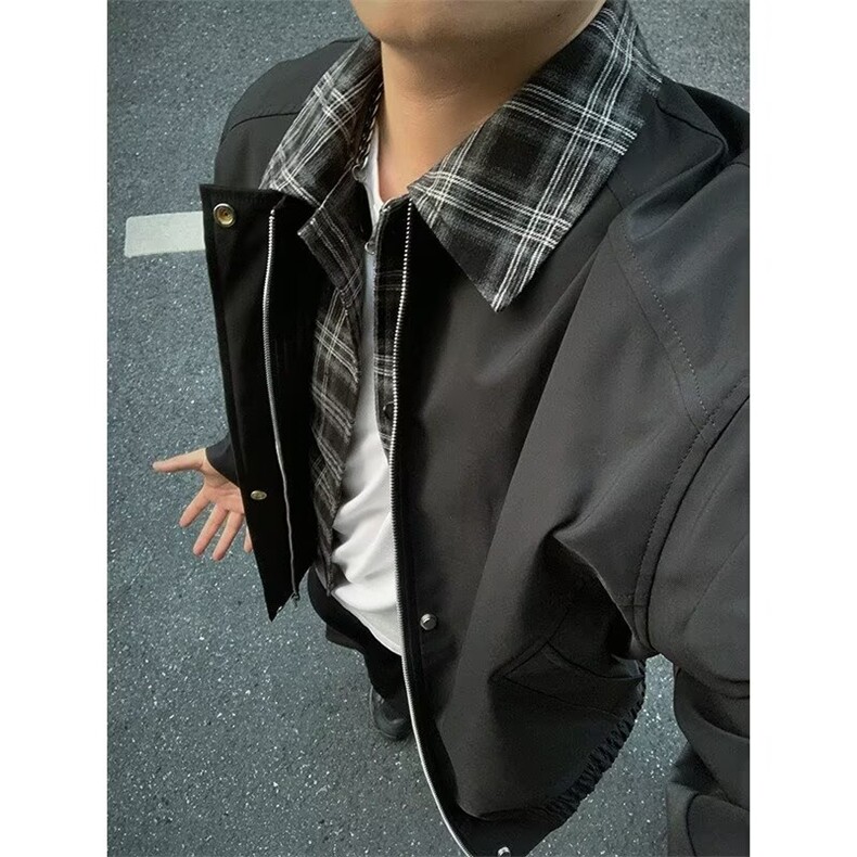 JK889LL-P63美式假两件工装夹克外套男高级感痞帅,男装夹克,星座1007（原301D）