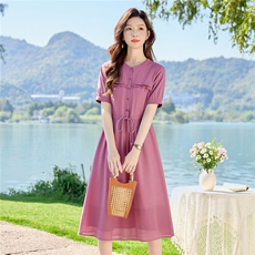 3220A时尚圆领细带连衣裙，女装连衣裙，倪叶myz