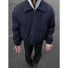 藏青色棉服男款冬季加棉行政夹克年轻人公务员短款飞行员夹棉外套，男装夹克，电商A233-1