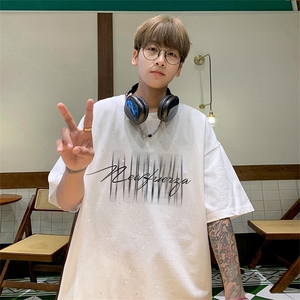 可48小时发货支持抖音得物来样二开 美式满天星亮片短袖T恤MTX665图片