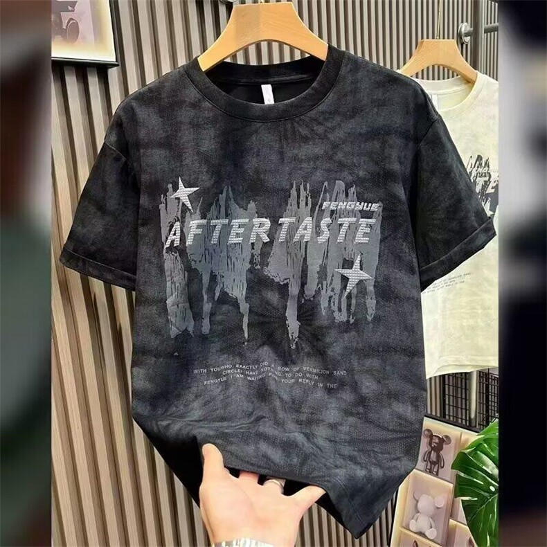 短袖t恤衫男士夏季2025新款体恤男装美式男生潮牌宽松上衣服男款,男装T恤,电商B212（原钱塘6029）
