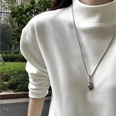 秋冬新款内搭上衣小众设计半高领德绒打底衫女修身长袖白色t恤，男装T恤，星座506A