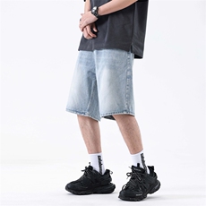 潮牌牛仔短裤男夏季宽松直筒痞帅百搭斜插口袋七分裤302#-P47，男装牛仔裤，电商A178-1