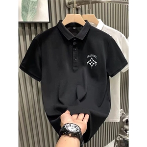 美式简约百搭男士翻领衬衫半袖夏季新款重磅潮牌polo衫短袖T图片