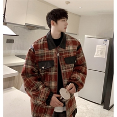 港风成分聚酯纤维辅料PU皮,小香风拼皮夹克男JK77921P75控118，男装夹克，星座226-1