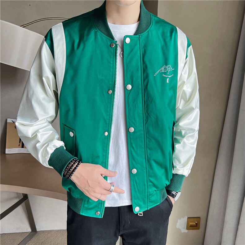 店主风男士日系休闲印花棒球服时尚潮流亮面夹克外套JK059-P145,男装夹克,电商A413