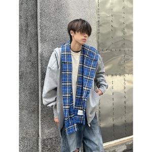 【有货】假两件格子拼接卫衣男款设计感连帽开衫外套JL97CC-特P68图片