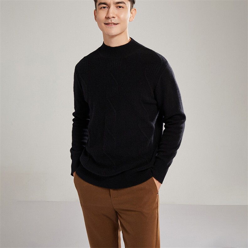 2024秋冬新款山羊绒男士半高领羊绒衫男装图片