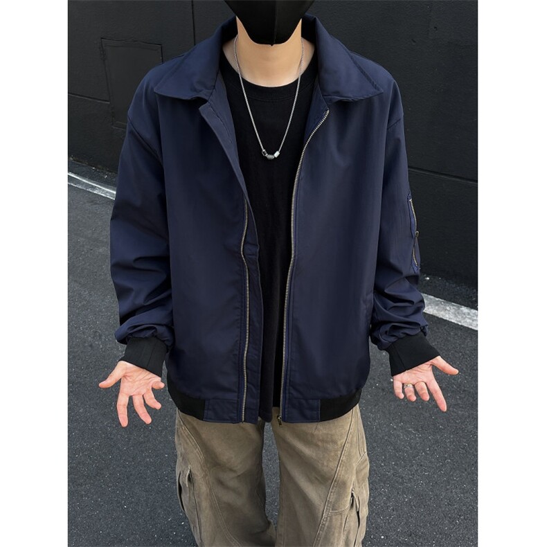 港风秋款男工装拉链口袋夹克衫宽松休闲外套JK441P60,男装夹克,星座1013-1