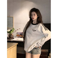 EE091-P65卫衣男女情侣薄款2024潮设计感撞色圆领韩版上衣200斤，男装卫衣，星座911-3