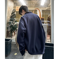 秋季新款美式侧边三条杠开衫卫衣潮牌宽松运动外套，男装卫衣，星座410-7
