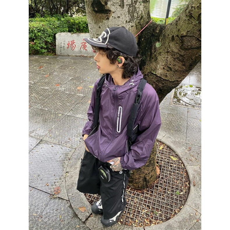 FS421HH-P50 紫色防晒衣男夏季连帽冲锋衣外套山系户外钓鱼登山服图片