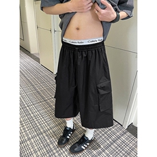 M-8XL工装七分裤阔腿裤大码冰丝短裤八分裤子机能马裤DK1302/P48，男装休闲裤，电商B238