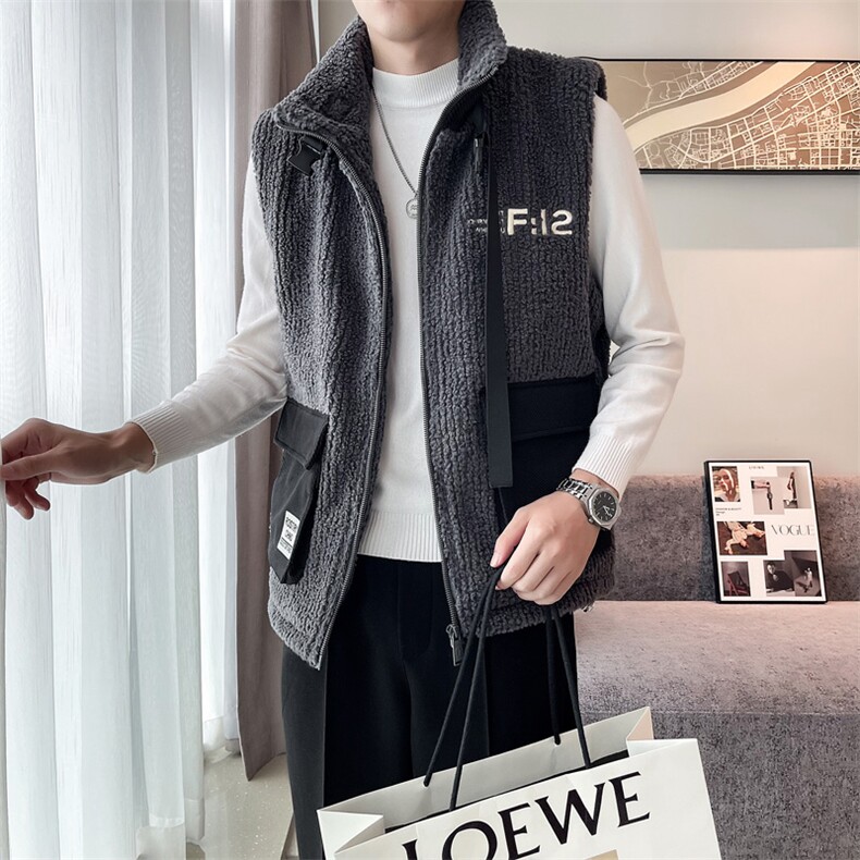 2024冬季加厚羊羔毛立领棉马甲背心外套男M501-p115控165,男装背心/马甲,电商D303