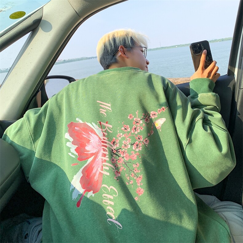 美式潮牌重磅水洗做旧圆领卫衣力推大码男XZ517A-BK15551-P58图片