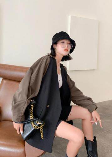 秋款拼接西装，女装西装，品炫姿