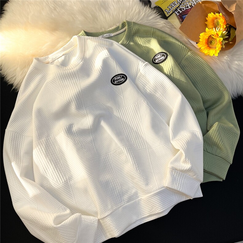秋冬卫衣男港风复古美式华夫格套头卫衣日系潮1016-1Y34P48K58,男装卫衣,星座1016-1（原电商B408-1）