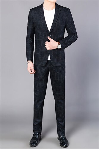 中年男士商务西服两件套套装男商务正装西装上衣ASD8955-P265，男装西服套装，电商B212（原钱塘6029）