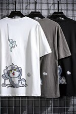 2021夏季新网格风日系大码男已注册卡通印花短袖T恤T1055-P25，男装T恤，电商A001