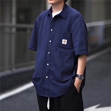 衬衫男短袖港风潮流文艺帅气2023夏季新款ins日系外套CY430-P38，男装衬衫，星座412-3