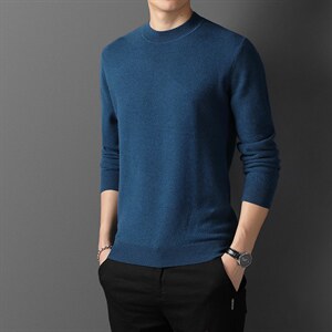 M-JY19006限价799元男士冬季新款长袖圆领纯山羊绒针织衫休闲P500图片