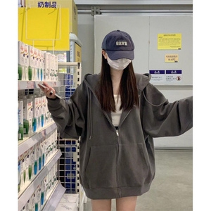 5318-P55新款宽松慵懒风连帽卫衣外套薄款/加绒,女装卫衣/绒衫,星座617A-2