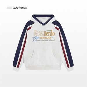 抖音得物供货 提供视频秋冬重磅美式宽松接拼连帽卫衣32186图片