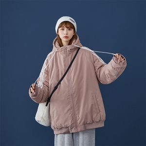 特批50 冬季新款加厚保暖条纹休闲棉衣男女情侣款潮流中性风M8912图片