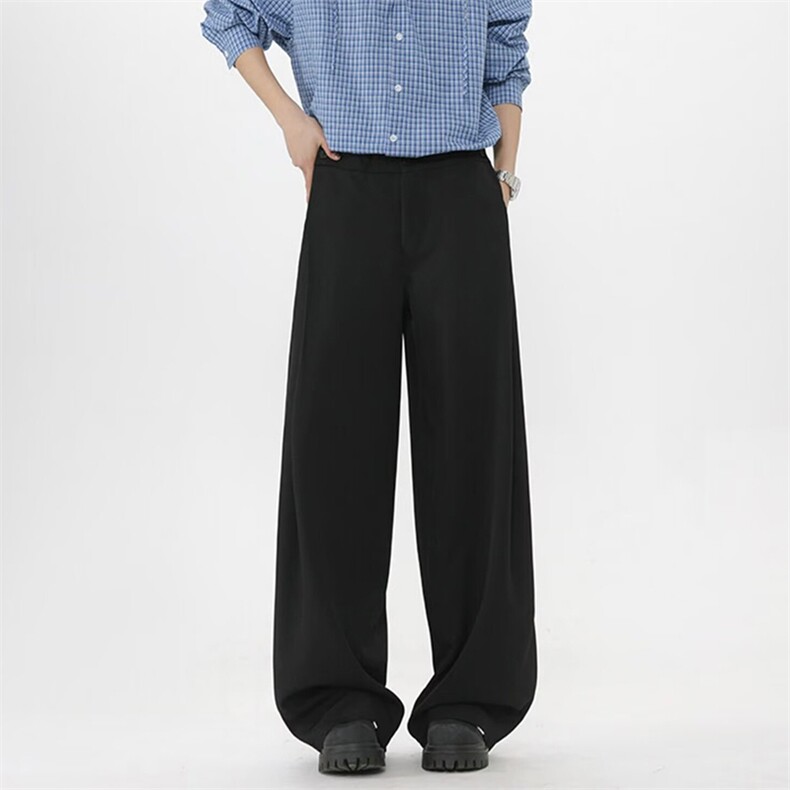 春秋美式高街休闲裤男女垂感阔腿西裤长裤纯色西装裤宽松直筒裤子，男装西服套装，电商A443