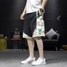 复古风刺绣工装短裤男潮牌街头宽松阔腿休闲百搭中裤K41-P60，男装休闲裤，星座816-2（原B366-1）